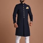 Handmade Navy Blue Maharaja Style Achkan | Regal Ethnic Wear | Jaipurio